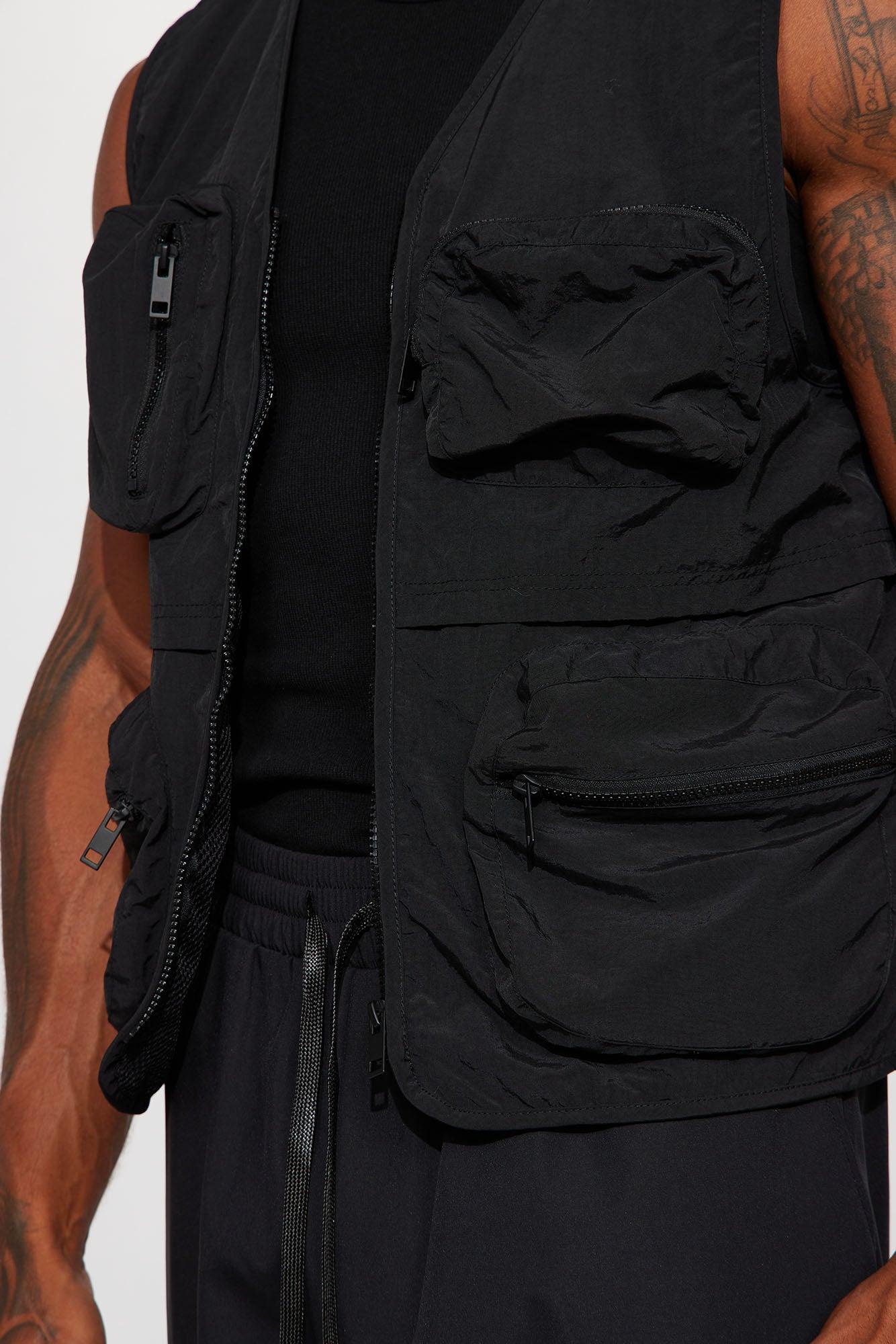 Our Moment Utility Nylon Cargo Vest - Black Product Image
