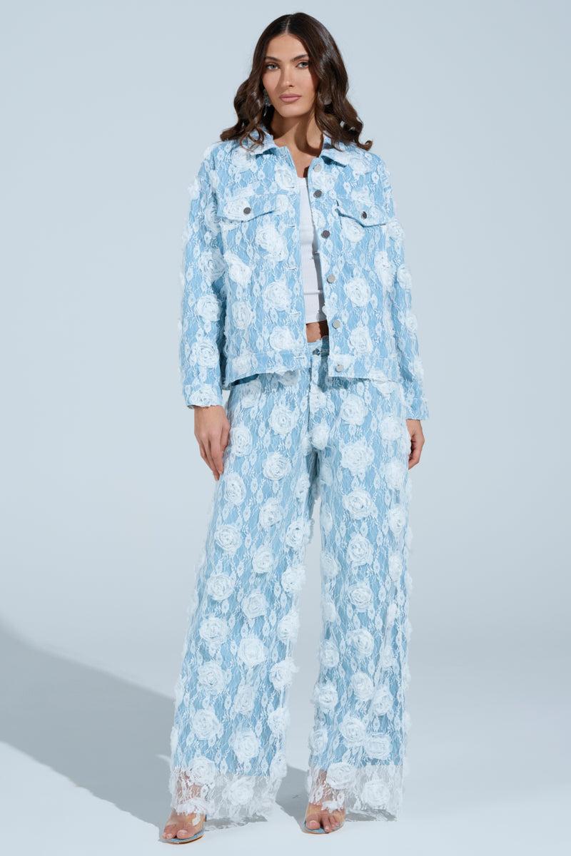 FOLLOW MY LEAD APPLIQUE WIDE LEG DENIM Product Image