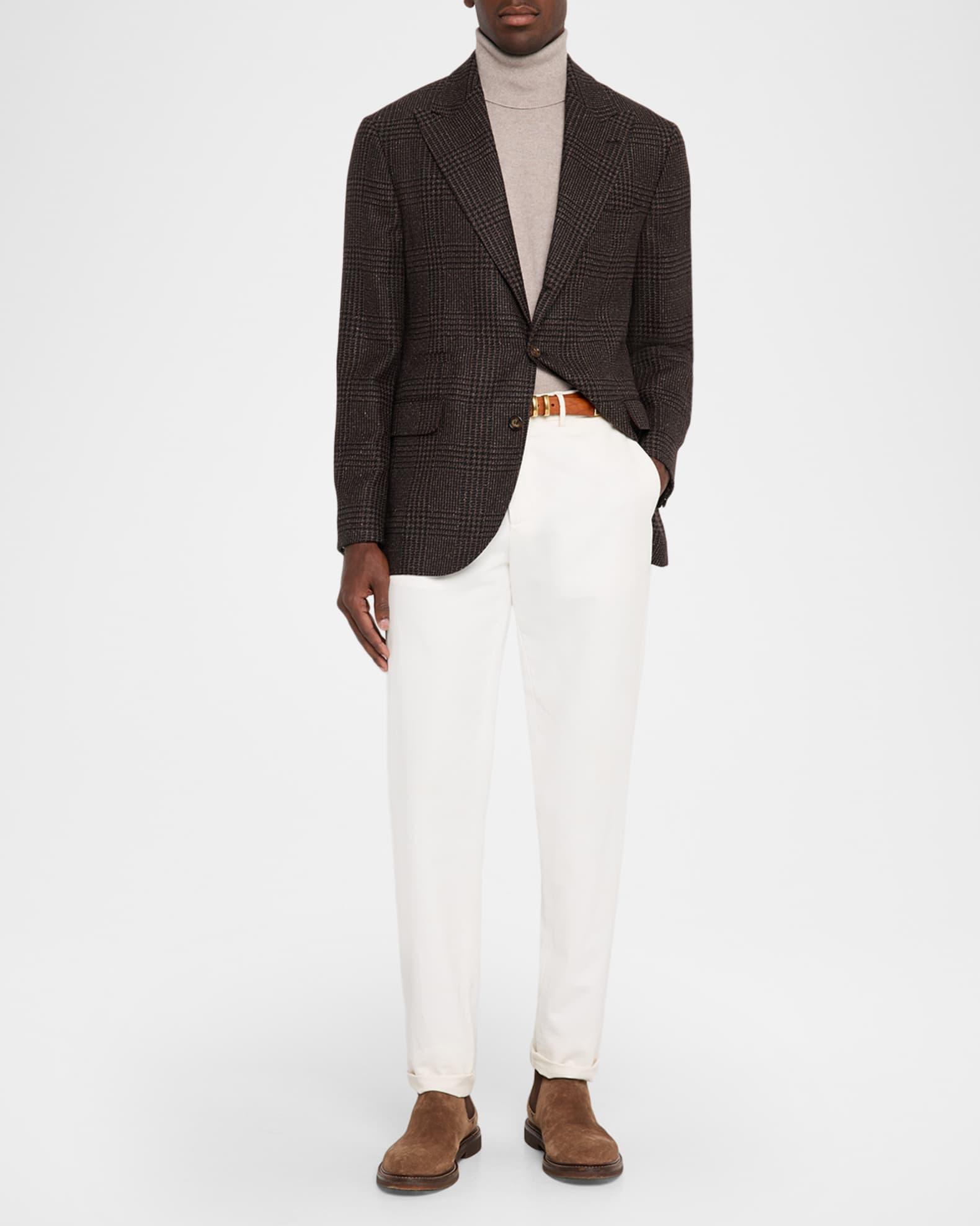 Men's Plaid Wool and Silk Single-Breasted Sport Coat Product Image