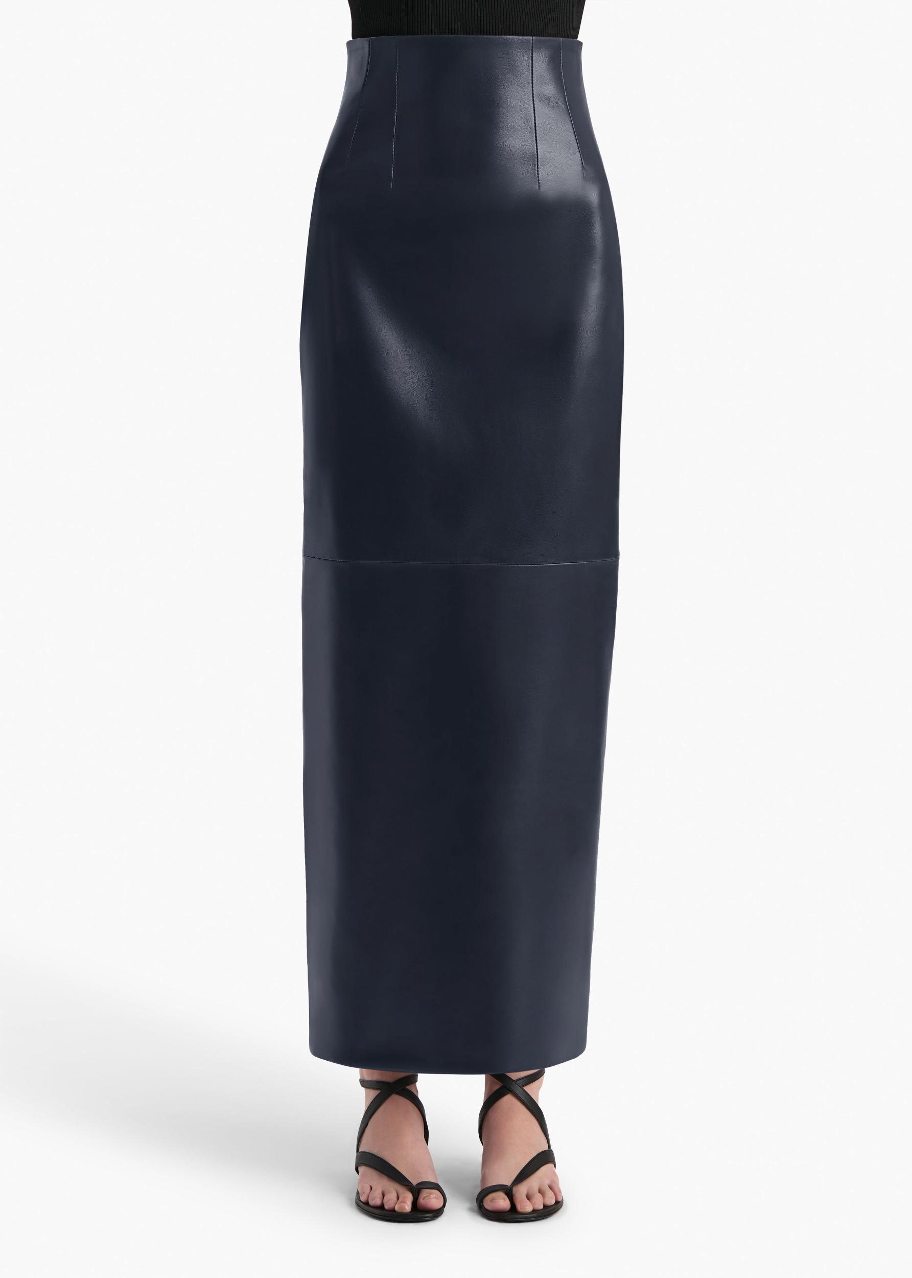 Loxley Skirt in Dark Navy Leather Product Image