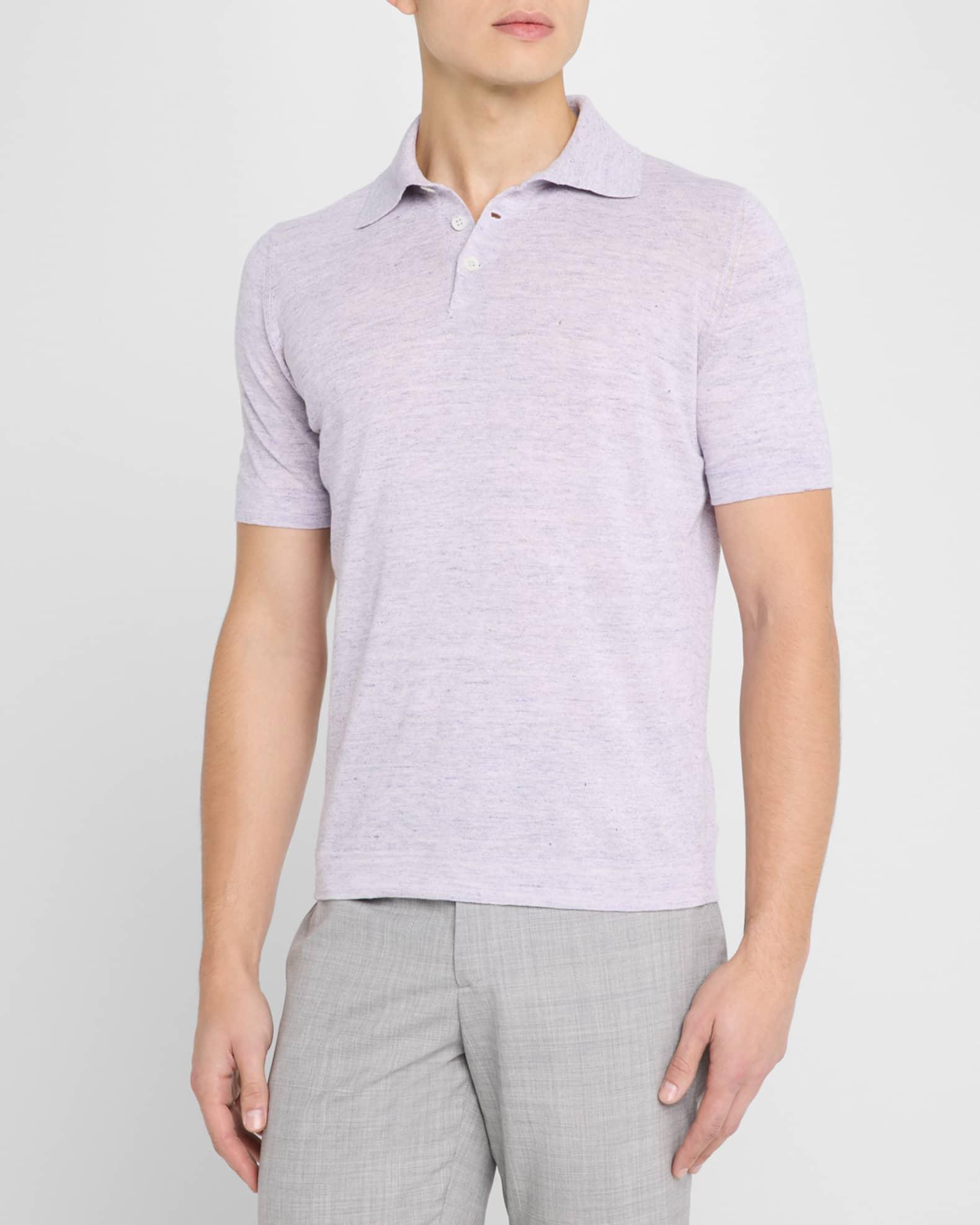 Men's Linen and Cotton Polo Shirt Product Image