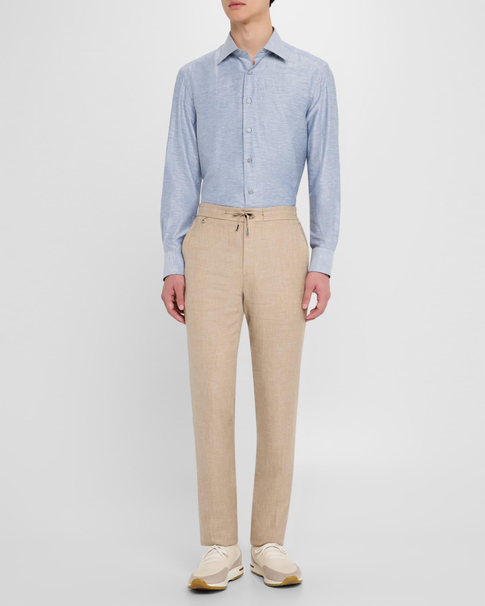 Men's Heathered Cotton and Linen Sport Shirt Product Image