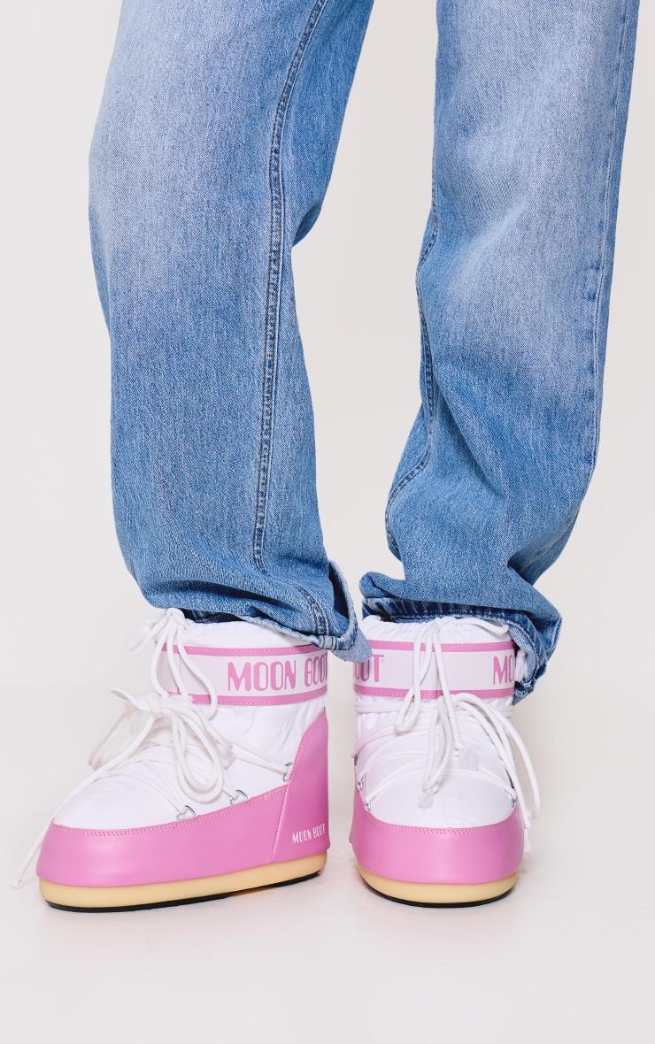 MOON BOOT Pink and White Icon Low Product Image
