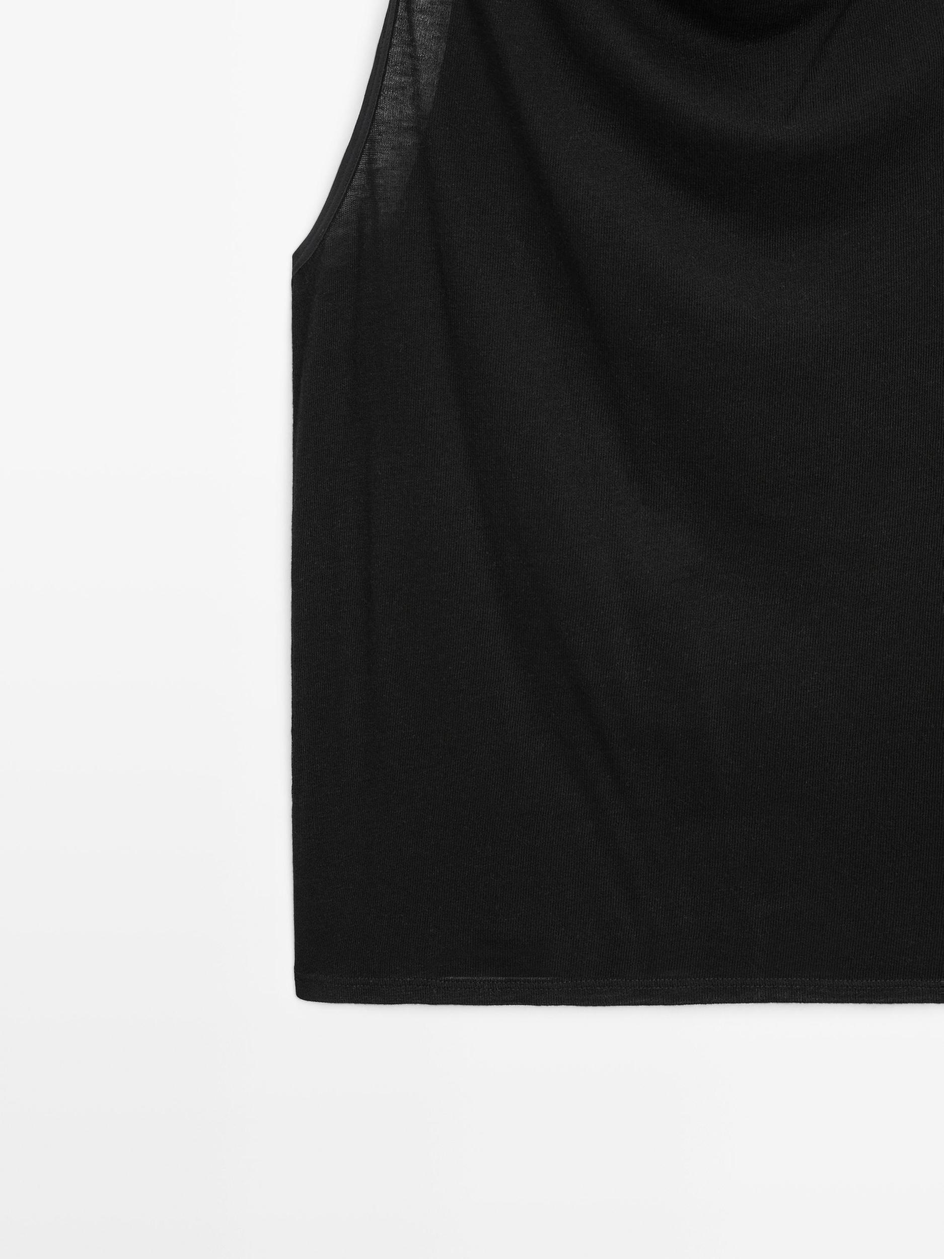 Sleeveless top with draped neckline Product Image