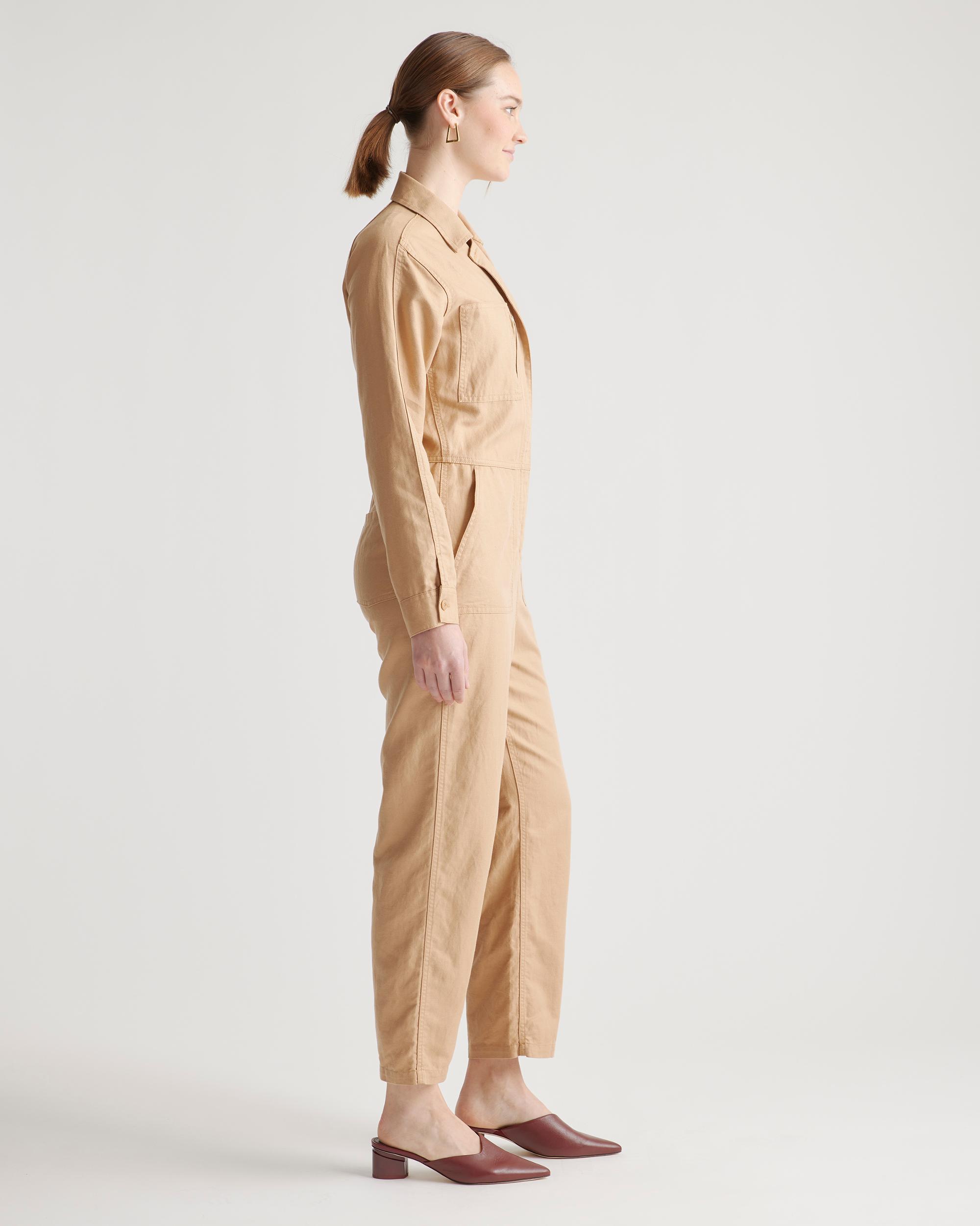 Quince | Women's Cotton Linen Twill Long Sleeve Coverall Jumpsuit Organic Cotton Product Image