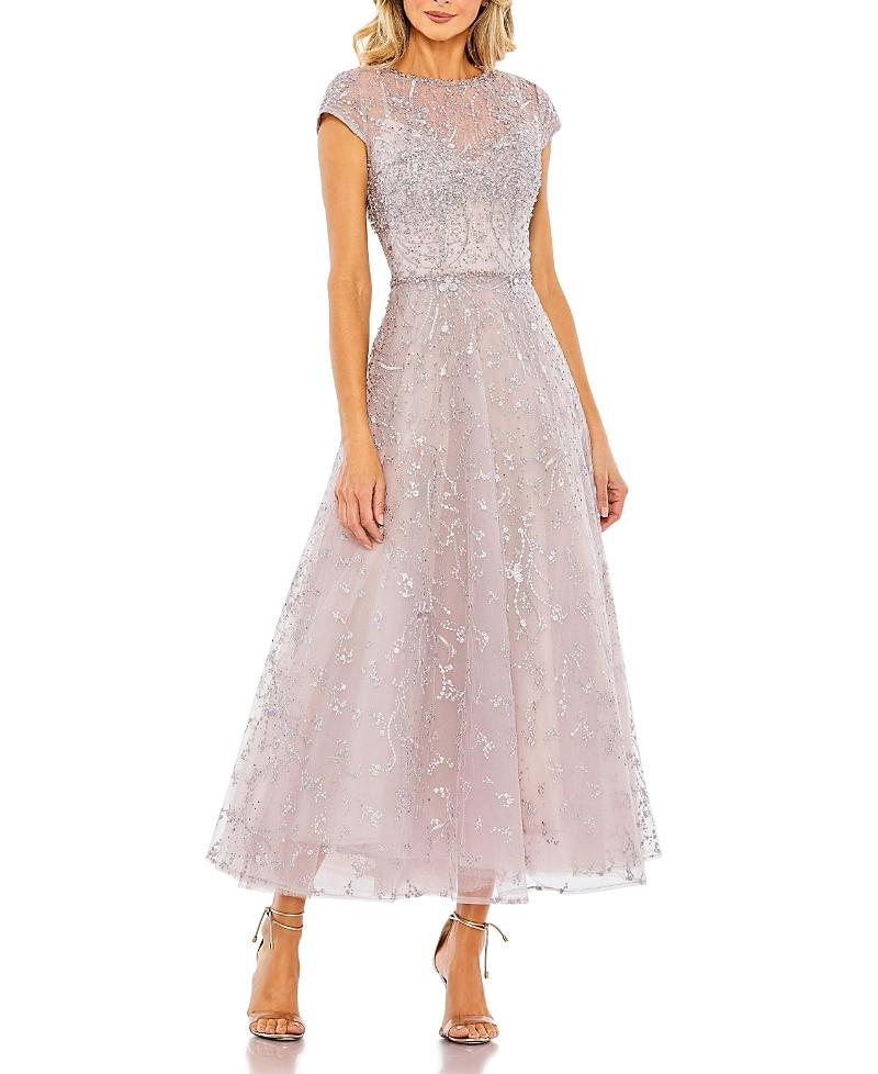 Womens Embellished Jewel Neck A-Line Cocktail Dress Product Image