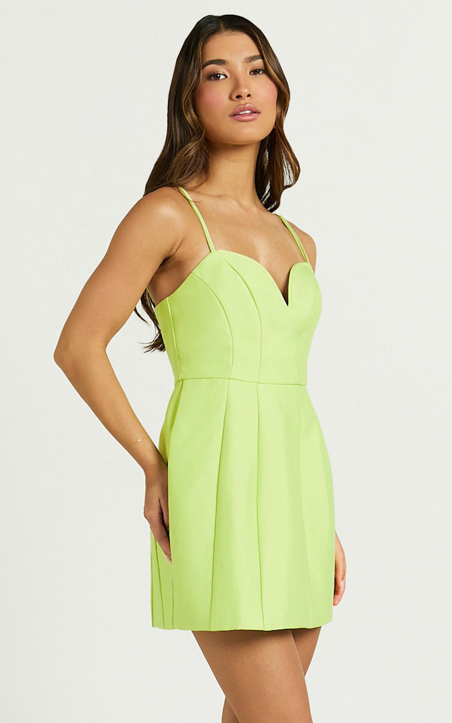 Amalie The Label - Kora Plunge A Line Mini Dress in Citrus Product Image