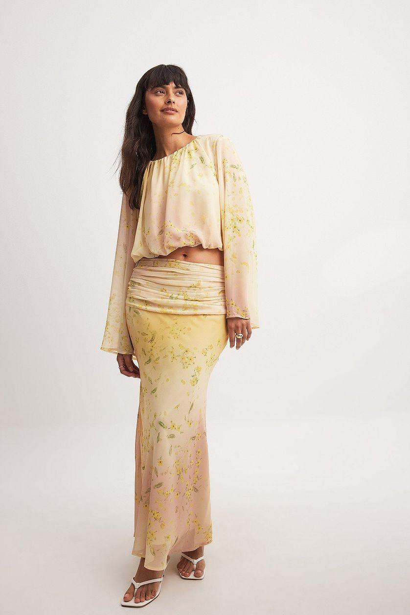 Draped Detail Mid Waist Skirt Product Image