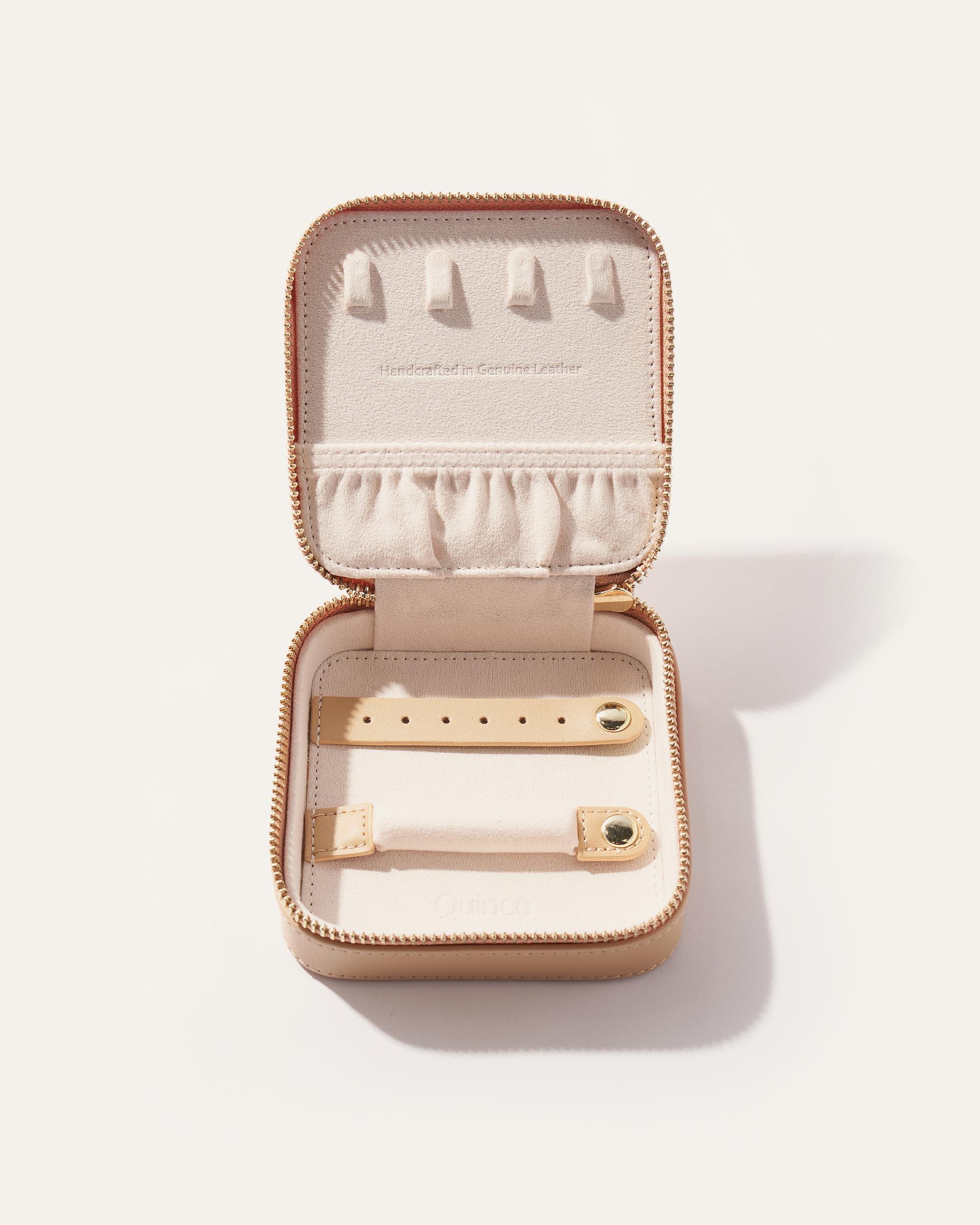 Quince | Women's Leather Jewelry Travel Case in Beige Product Image
