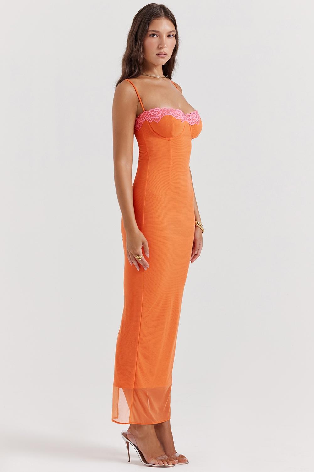 Aiza  flame orange maxi dress Product Image