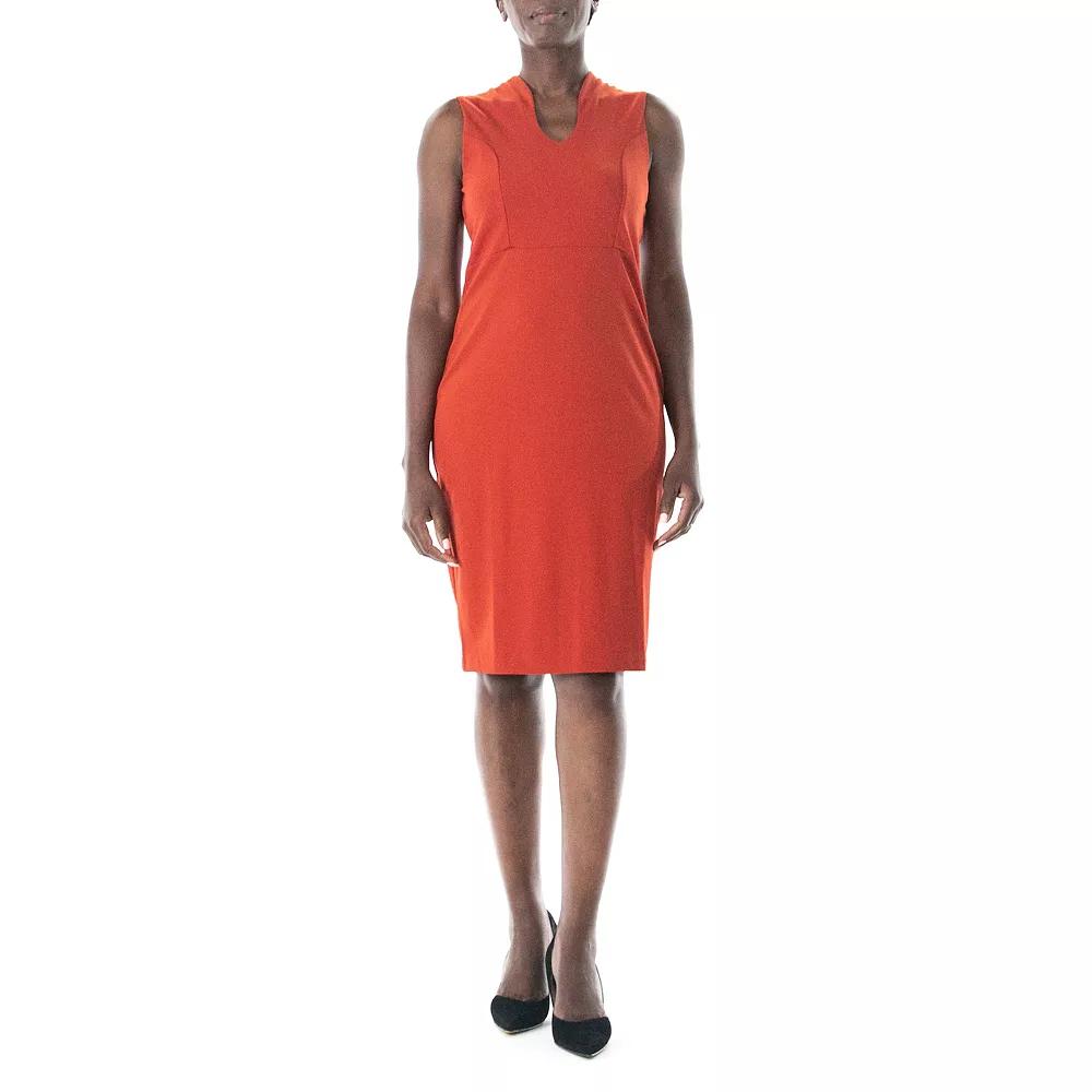 Women's Nina Leonard U-Neck Midi Sheath Dress,  Product Image