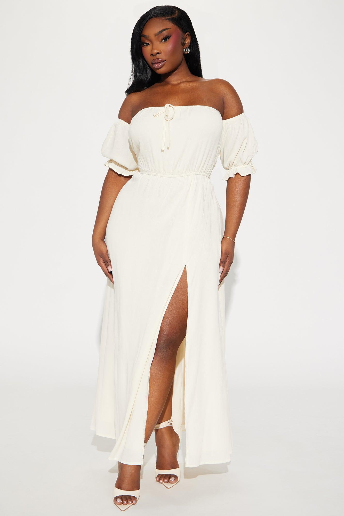 Lily Off Shoulder Maxi Dress - Cream Product Image