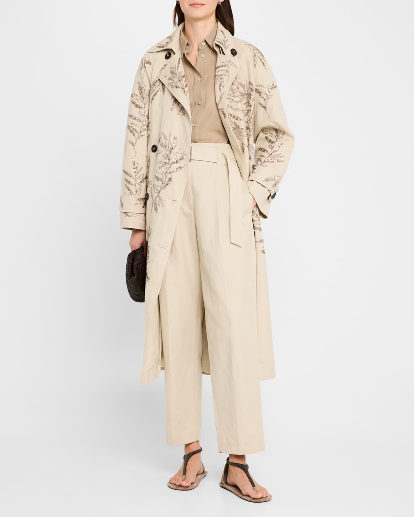 Cotton Gabardine Belted Straight-Leg Ankle Utilitly Pants Product Image