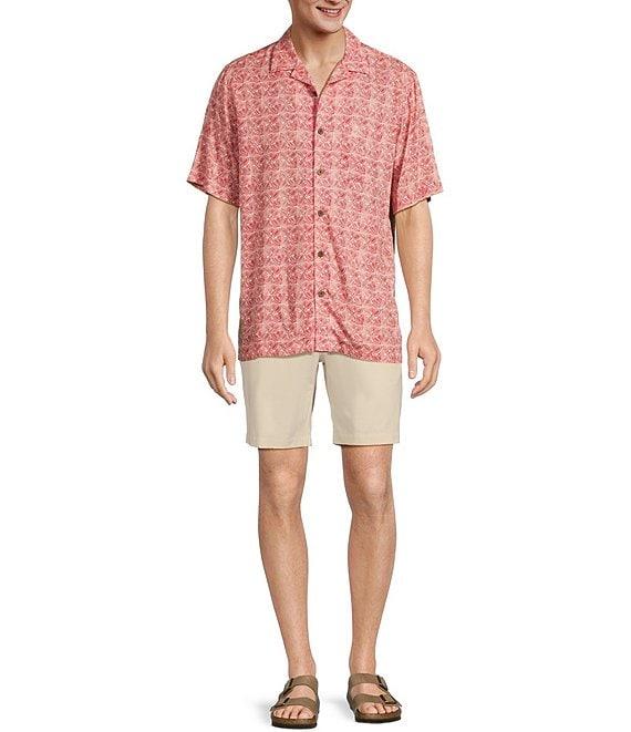 Caribbean Jacquard Batik Print Short Sleeve Woven Camp Shirt Product Image