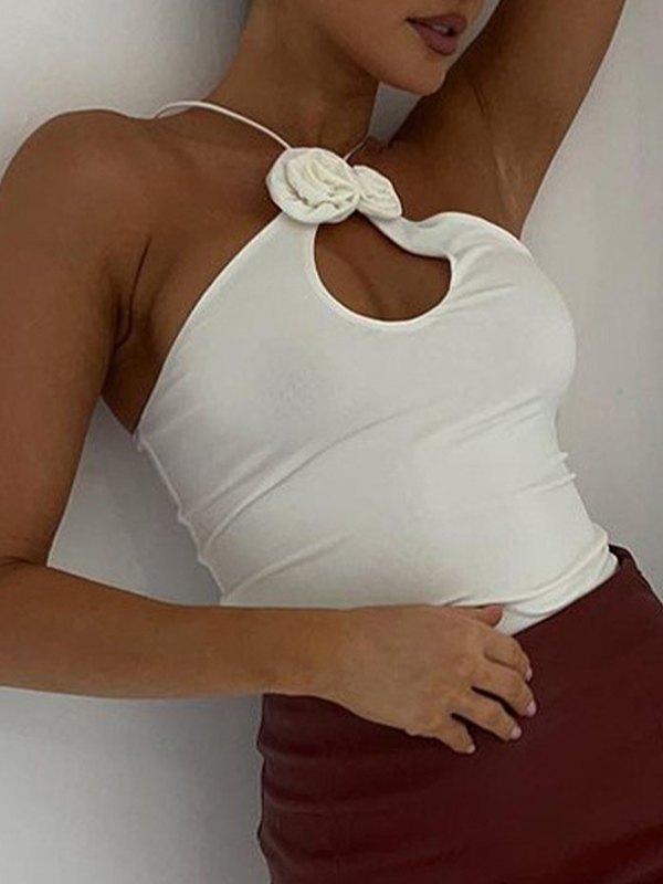 Flower Embellish Cutout Crop Cami Top Product Image