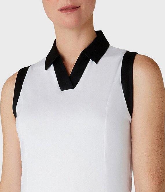 Callaway Color Block Stretch Jersey V-Neck Sleeveless Golf Polo Shirt Product Image