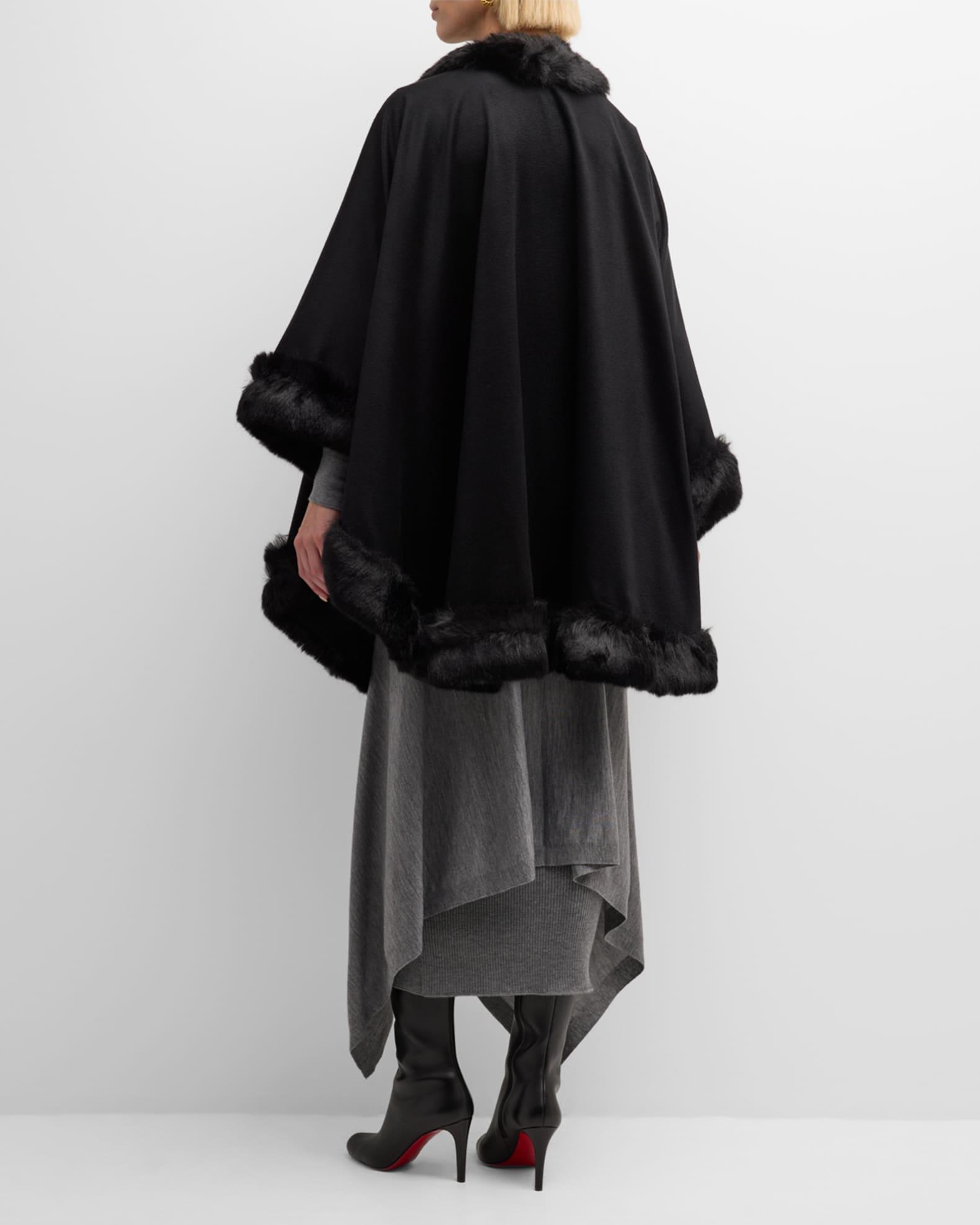 Womens Faux Fur & Cashmere U-Cape Product Image