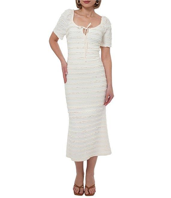 Adelyn Rae Stretch Texture Knit Scoop Neck Short Sleeve Midi Dress Product Image