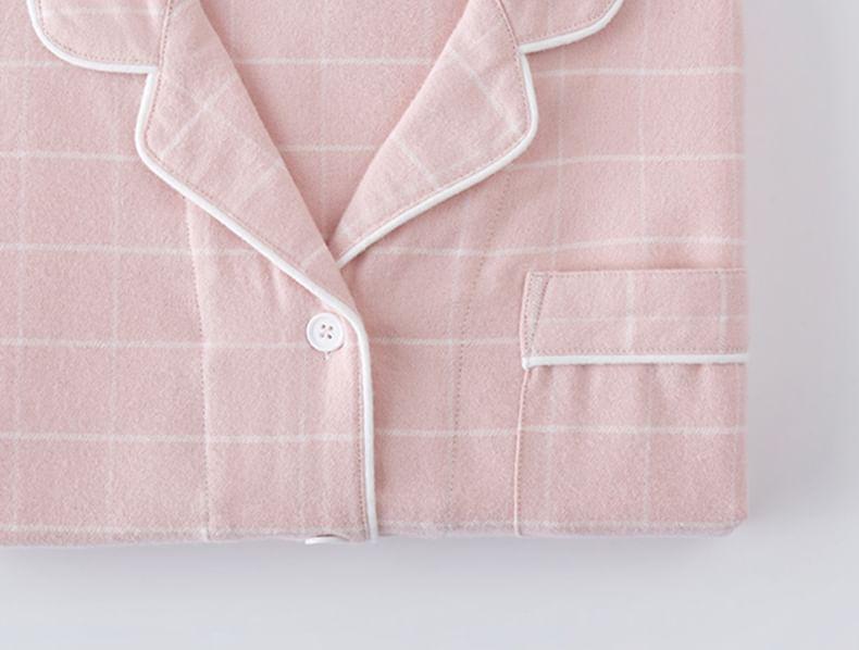 Couple Matching Pajama Set: Long-Sleeve Plaid Top + Pants Product Image