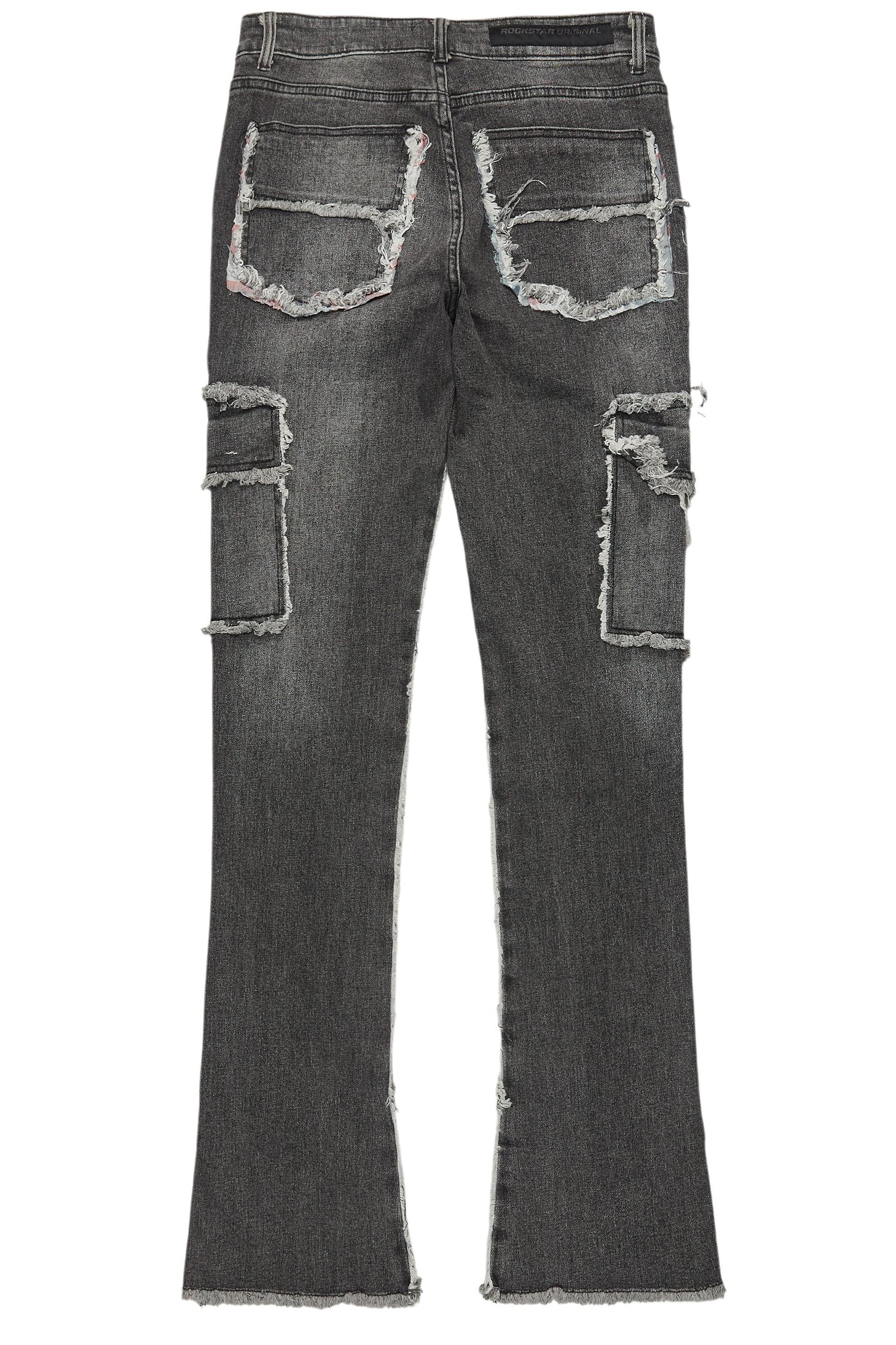 Revved Dark Grey Stacked Flare Jean Male Product Image