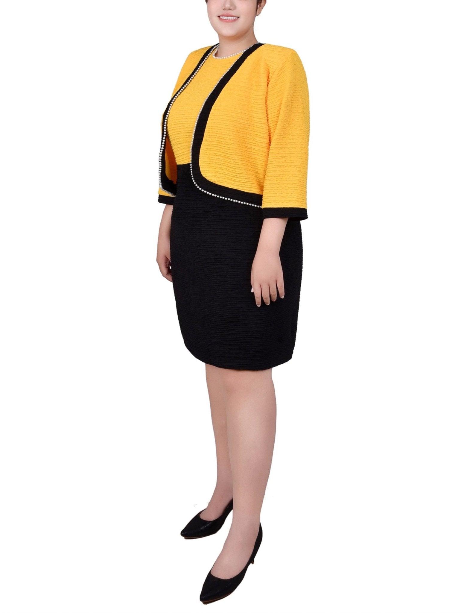 Black Lemon 3/4 Sleeve Textured Knit 2 Piece Dress Set - Plus Product Image