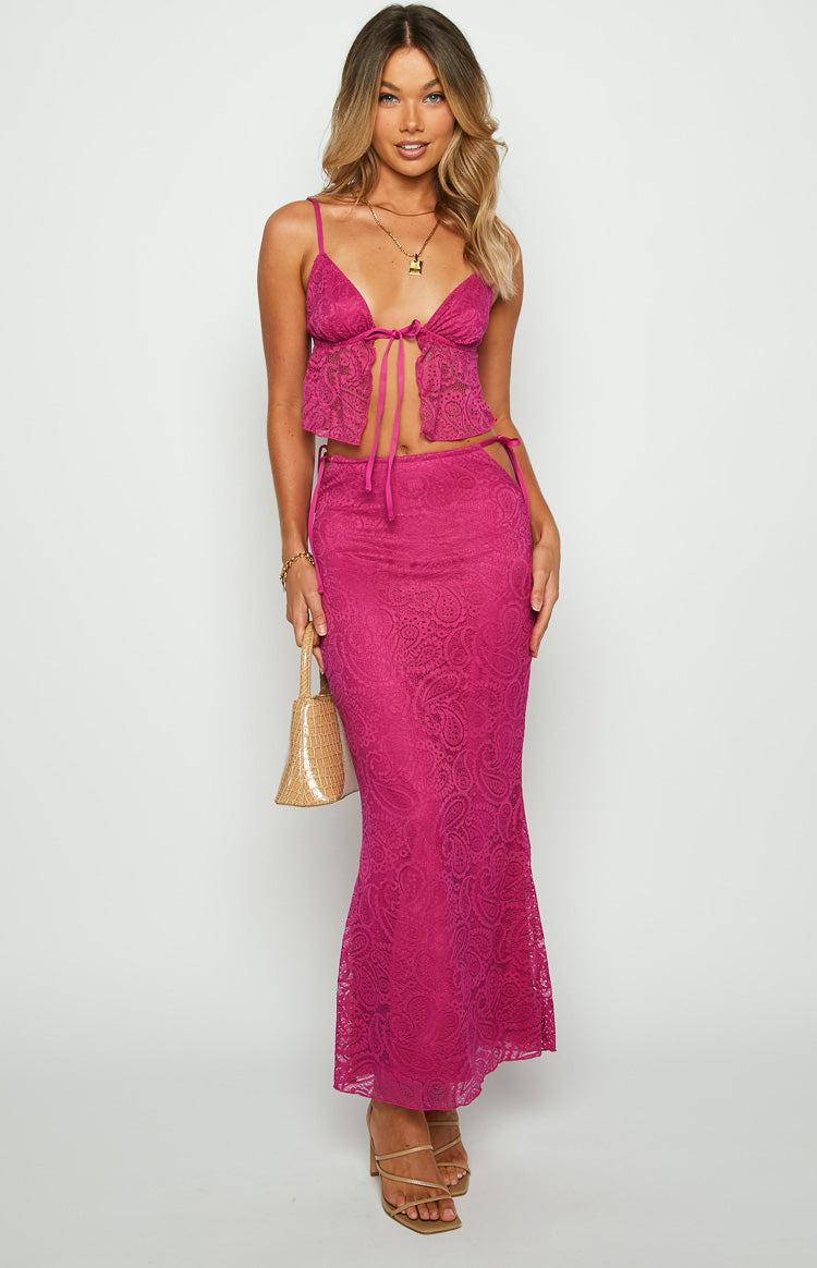 Alexia Fuschia Lace Tie Up Front Top Baby Product Image