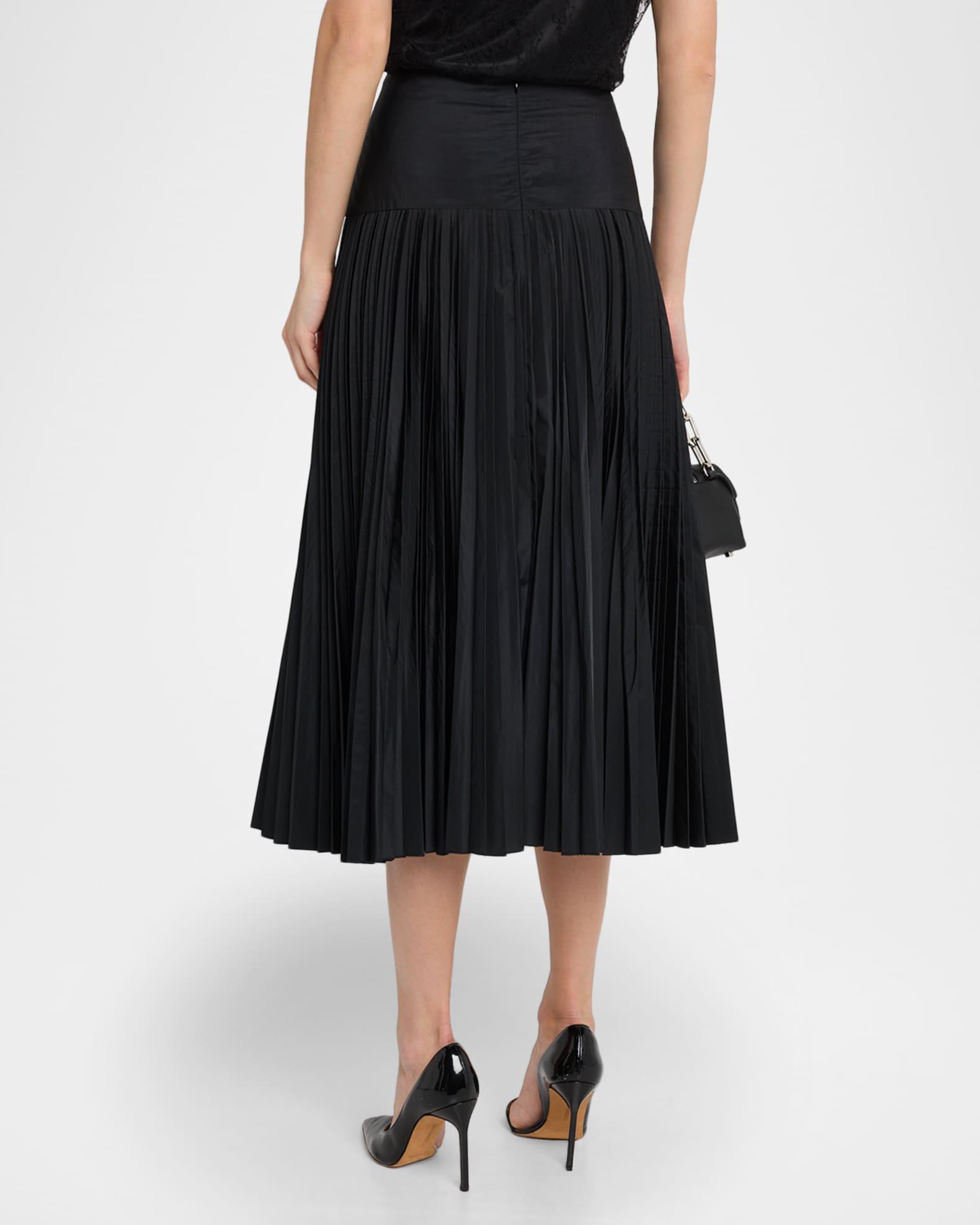 Pleated Poly Taffeta Midi Skirt Product Image