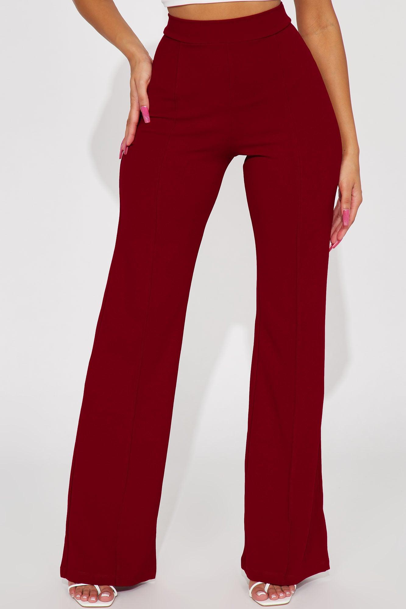 Victoria High Waisted Dress Pants - Red Product Image