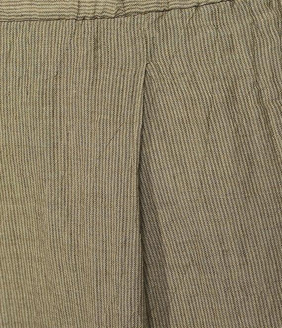 Eileen Fisher Plus Puckered Organic Linen Yarn-Dyed Stripe Elastic Waist Pull-On Pants Product Image