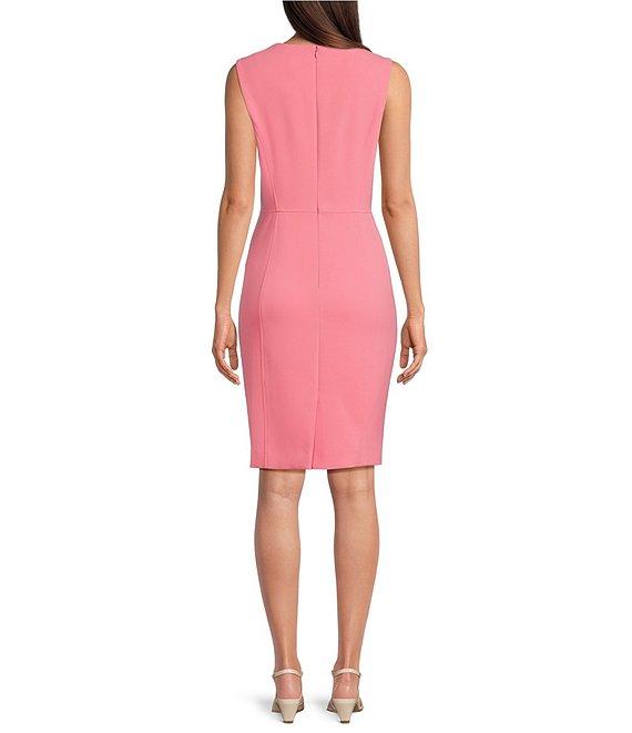 Anne Klein Round Neck Sleeveless Stretch Shift Dress Product Image