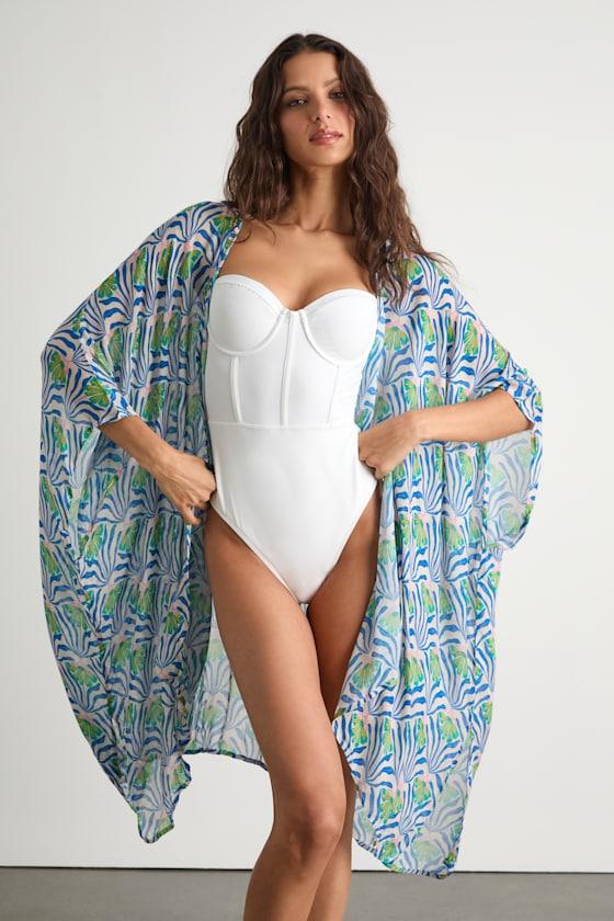 Tika Blue Multi Floral Print Sarong Swim Cover-Up Product Image