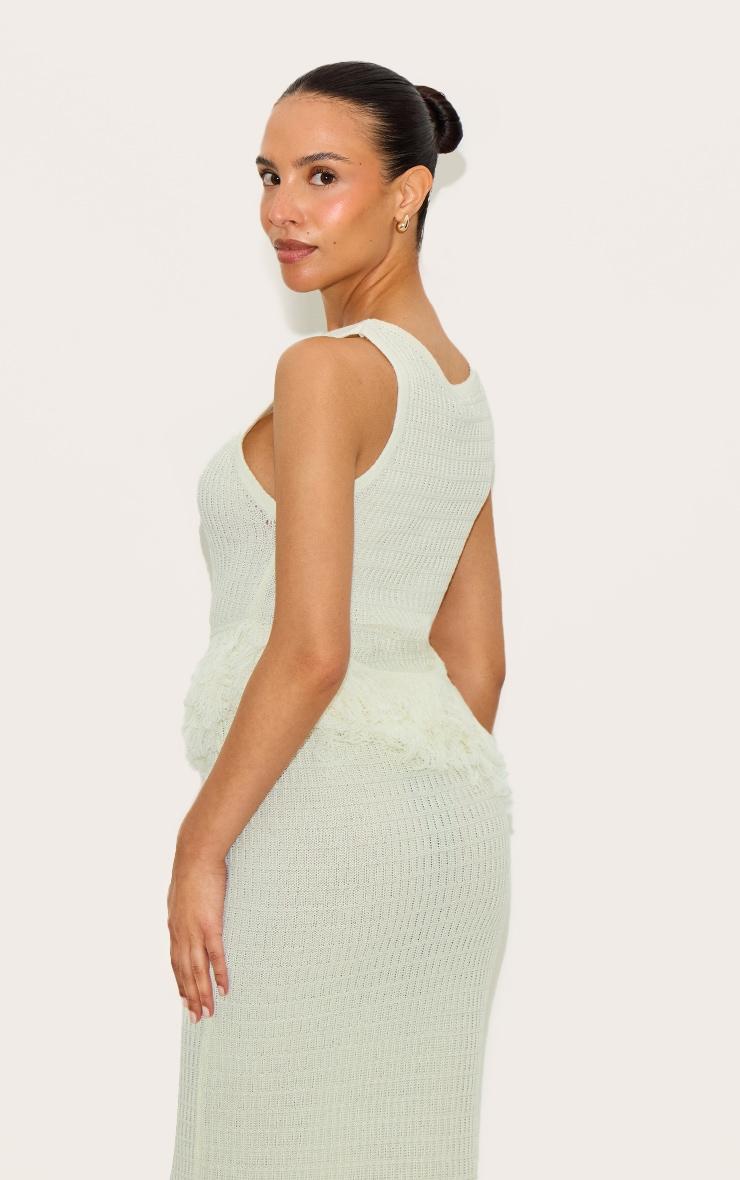 Petite Cream Fringe Edge Sleeveless Knit Top Product Image