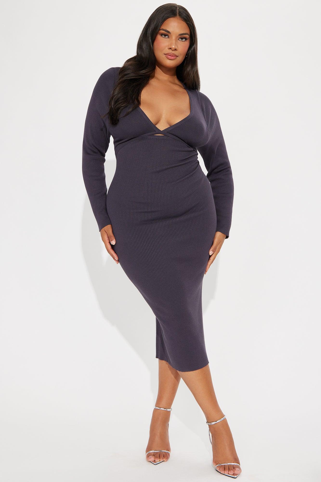 Mornings With You Sweater Midi Dress - Charcoal Female Product Image