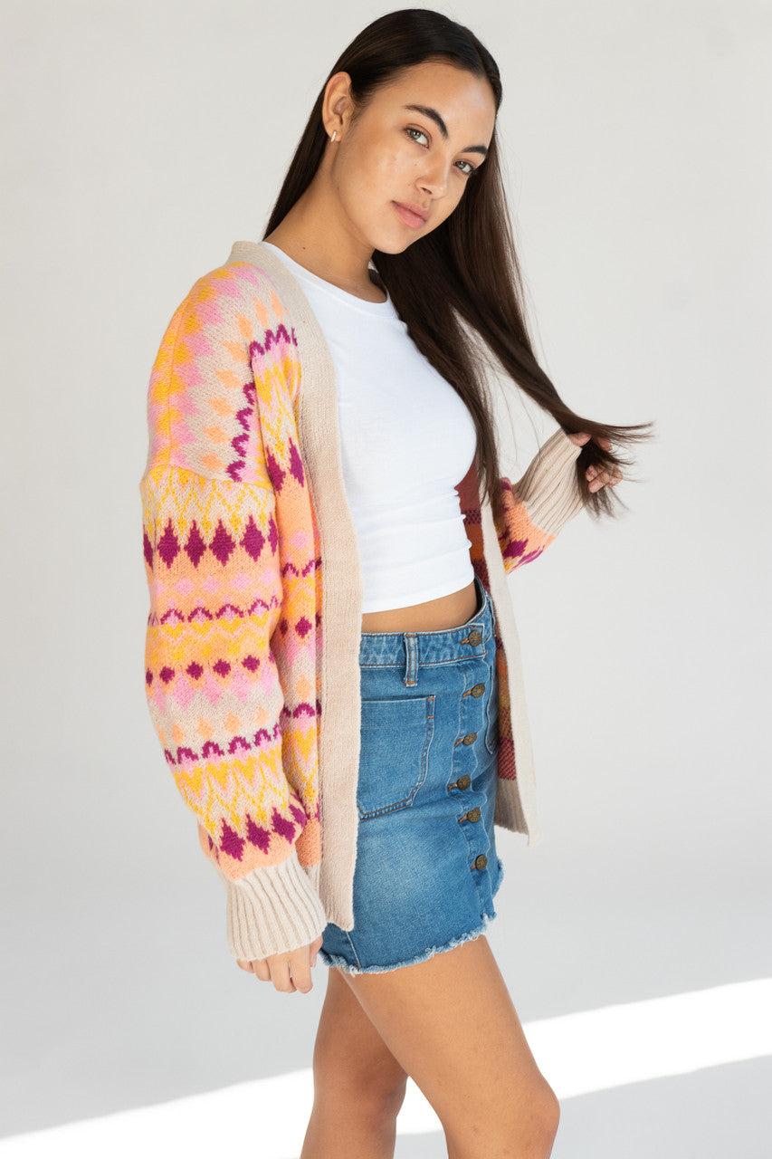 Diamond Pattern Open Cardigan Product Image