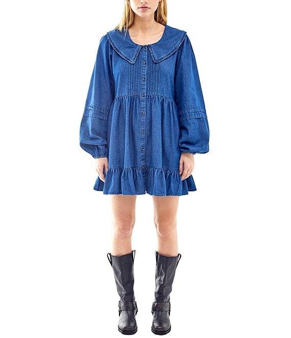 BDG Urban Outfitters Long Sleeve Button Front Denim Collar Dress Product Image