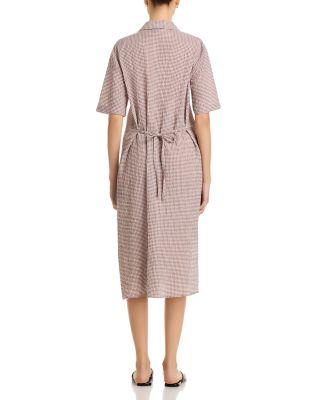 Notch Collar Linen & Cotton Shirt Dress Product Image