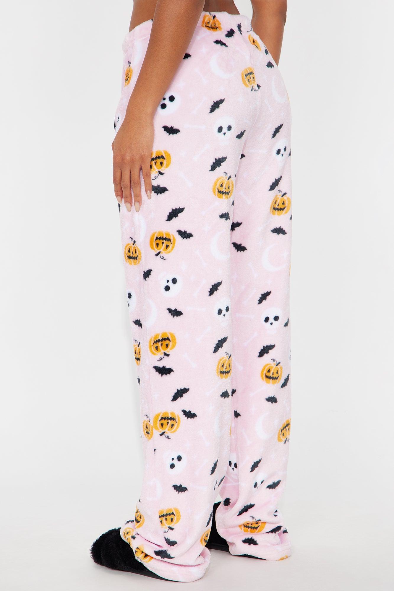 Feeling Spooky Halloween Plush PJ Pants - Pink/combo Female Product Image