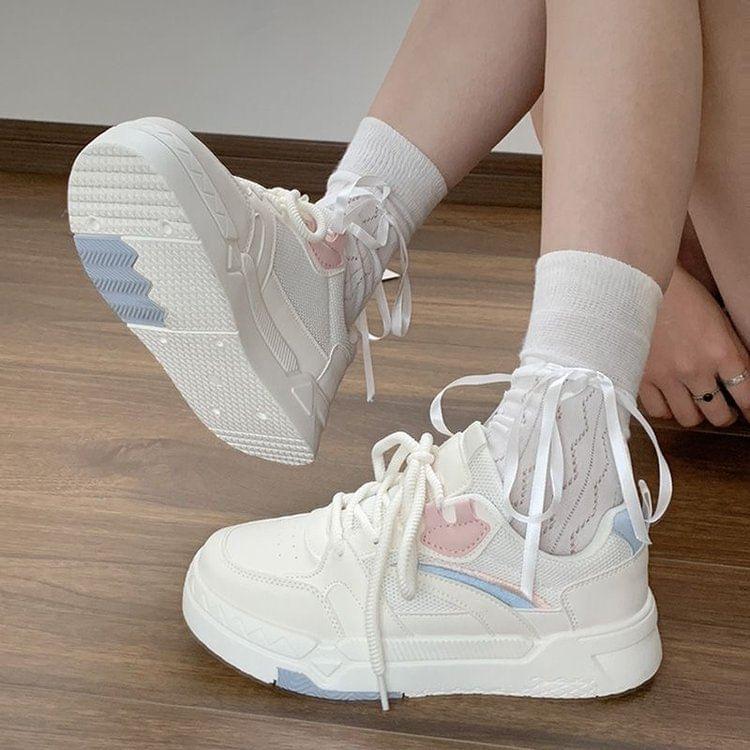 Platform Panel Mesh Sneakers Product Image