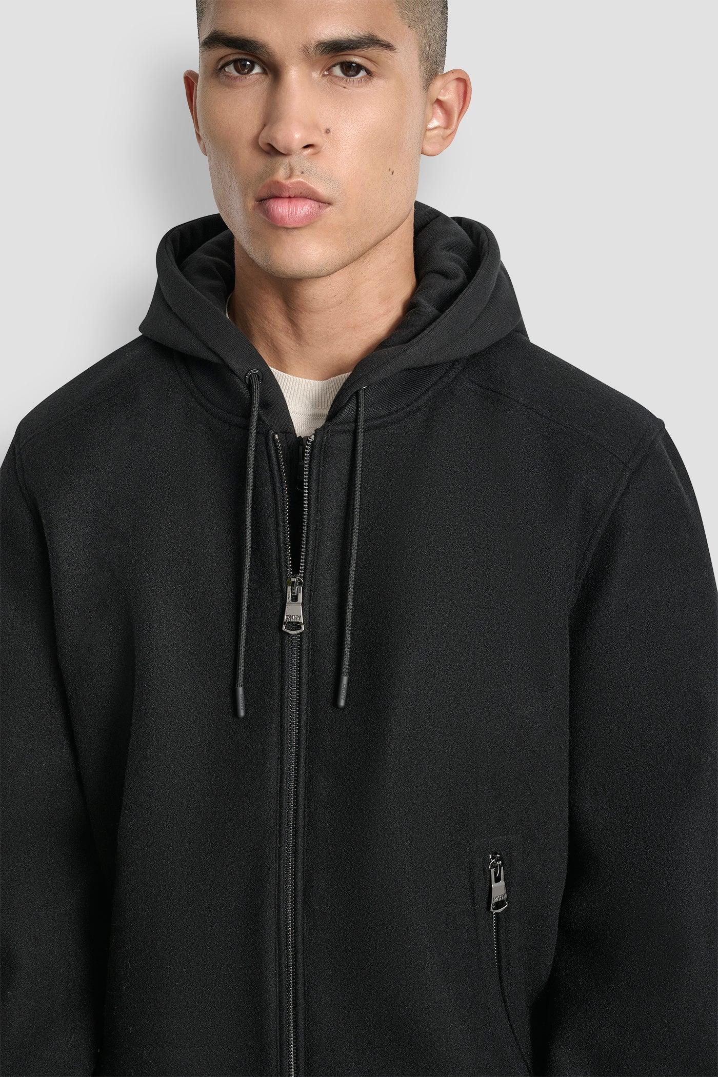 FAUX WOOL BOMBER WITH HOODED BIB Product Image