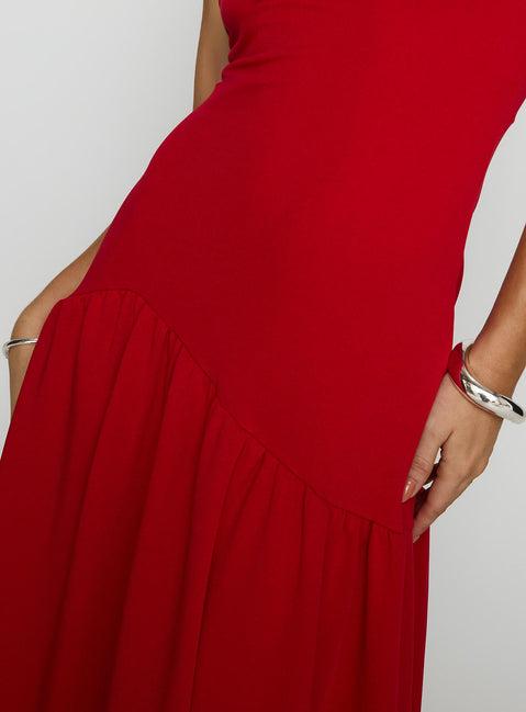 Move Me Strapless Maxi Dress Red Product Image