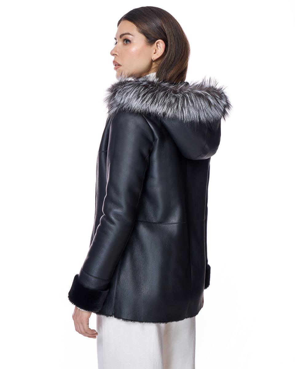Shearling Lamb Jacket With Fox Trimmed Hood Product Image