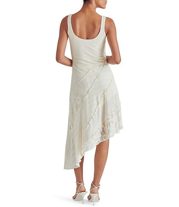 Steve Madden Vance Scoop Neck Sleeveless Lace Asymmetrical Midi Dress Product Image