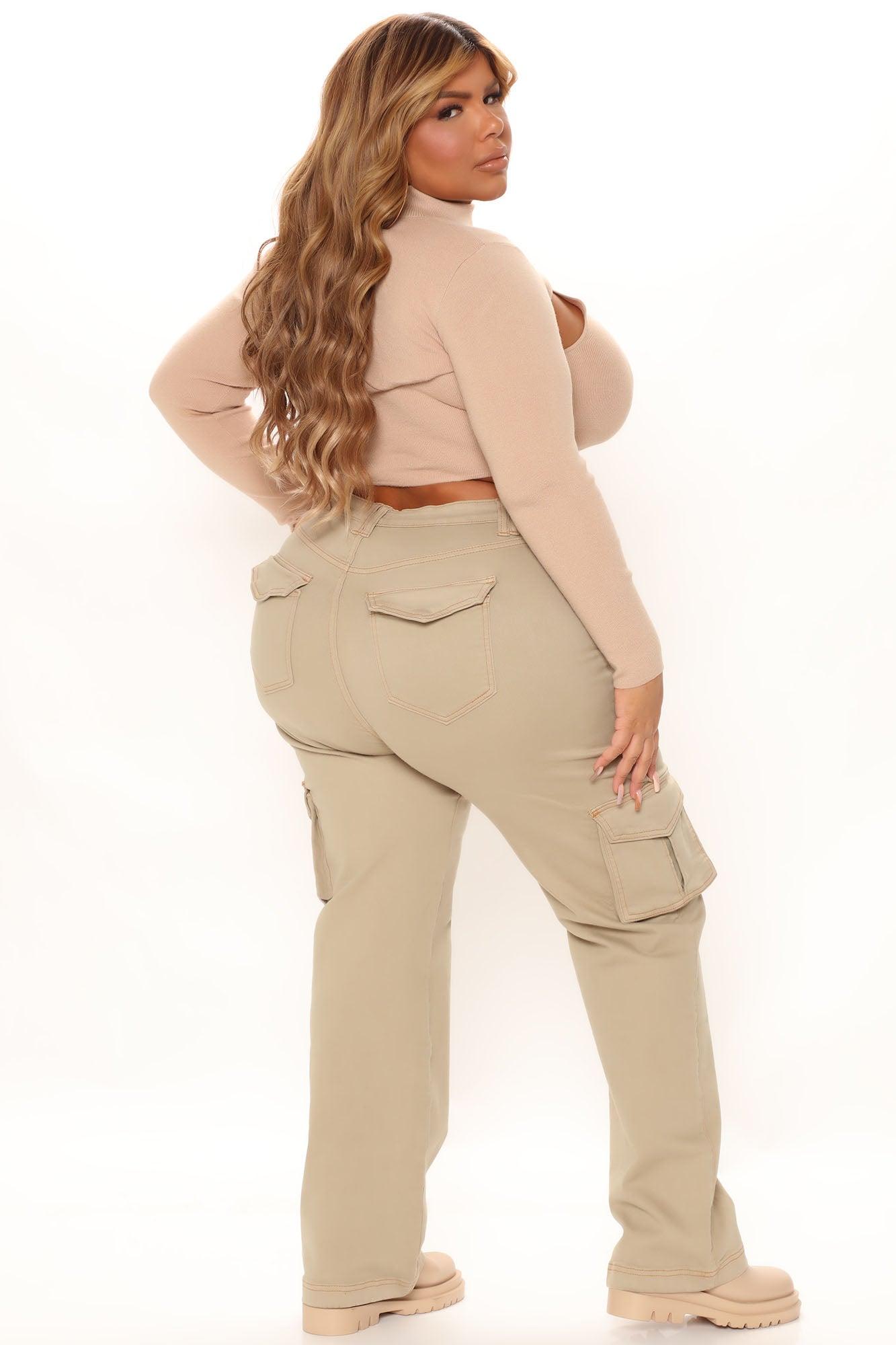 Won't Be Knocked Down Cargo Boyfriend Jeans - Khaki Product Image