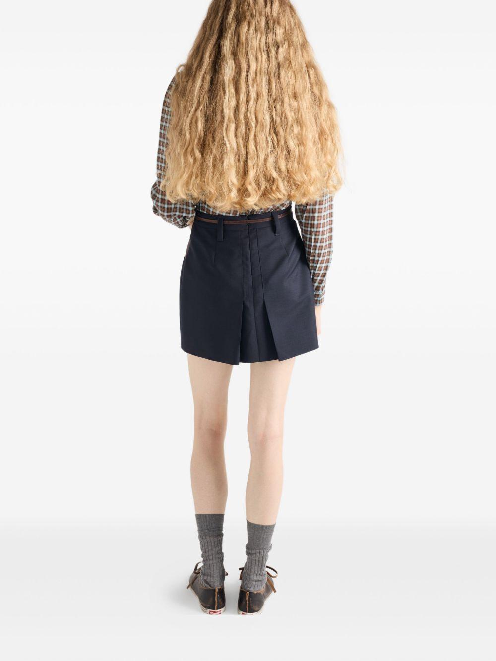 leather-pocket pleated mini skirt Product Image