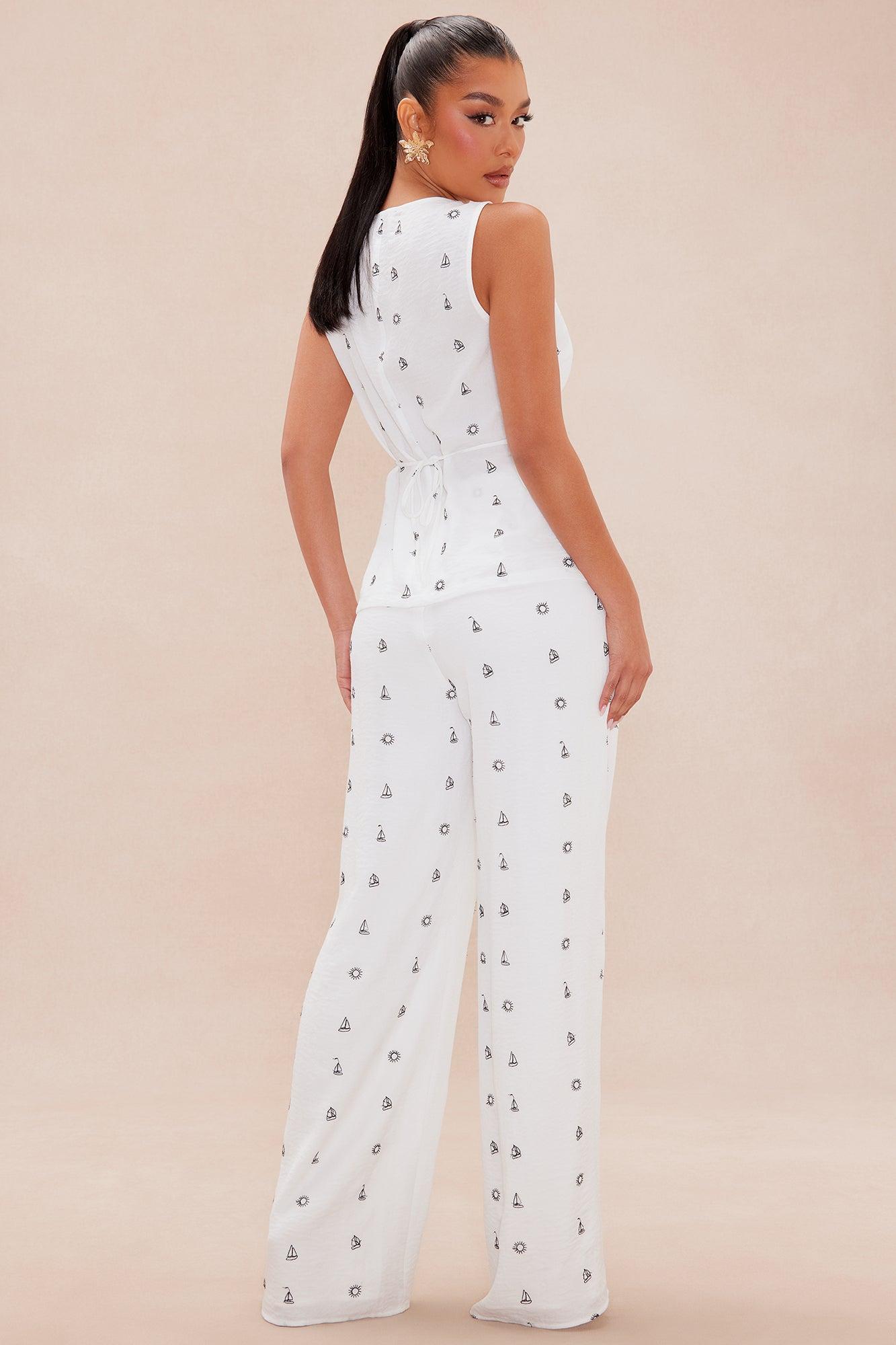 Sailing Away Pant Set - Off White/combo Product Image