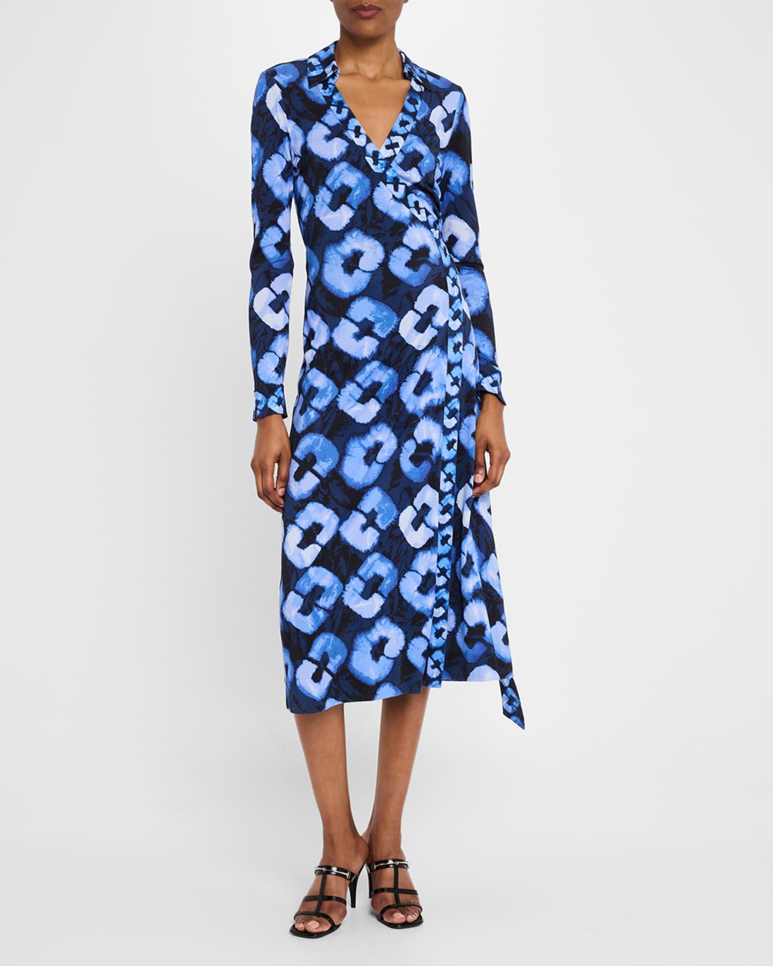 Abigail Geometric-Print Silk Midi Wrap Dress Product Image