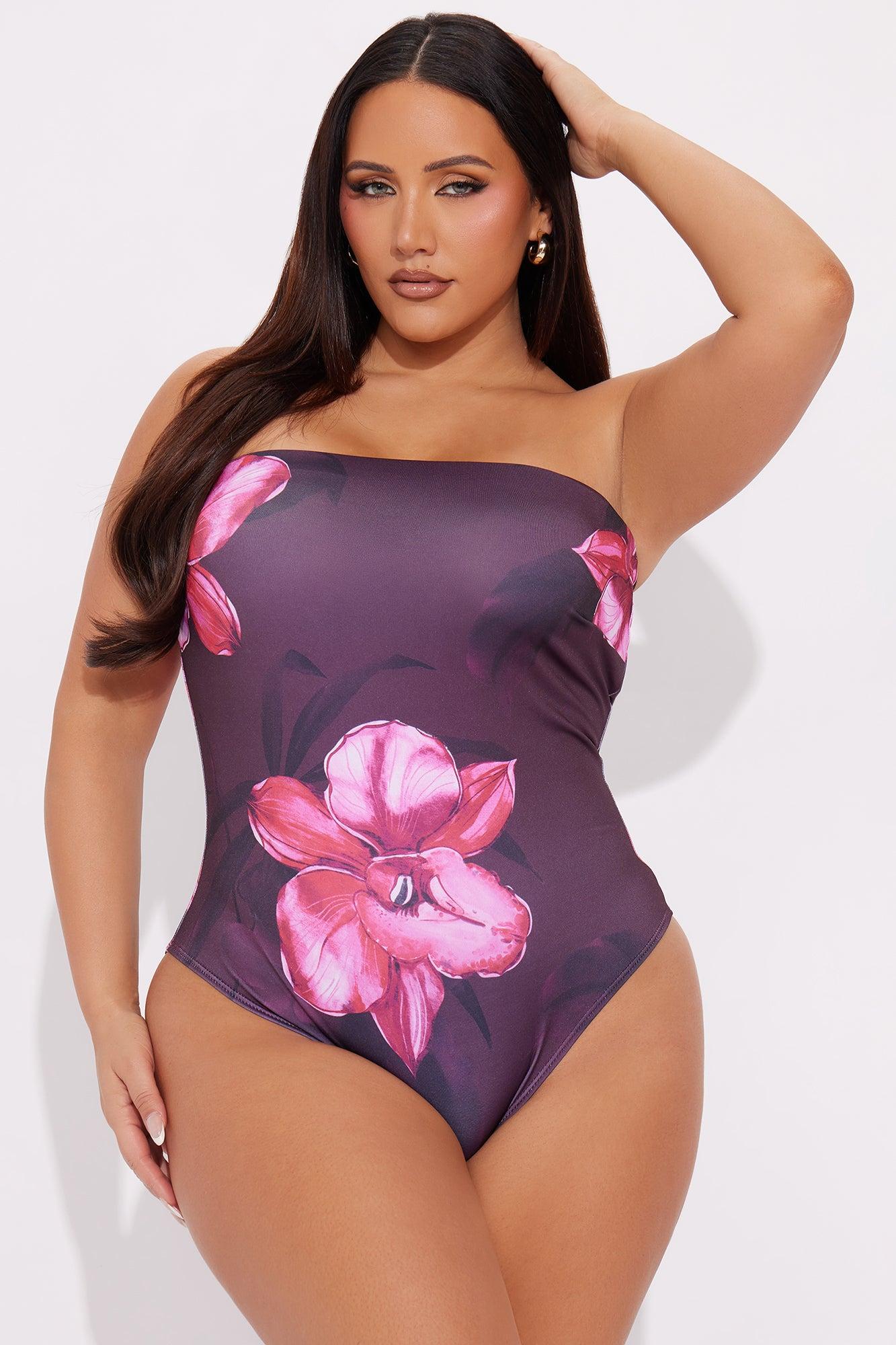 Dawn Floral Strapless Bodysuit - Burgundy/combo Female Product Image