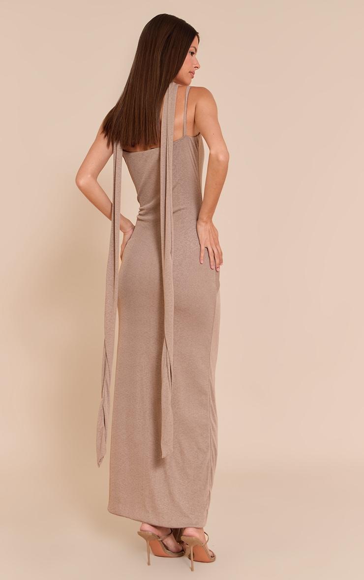 Mushroom Burnout Mesh Scarf Detail Maxi Dress Product Image