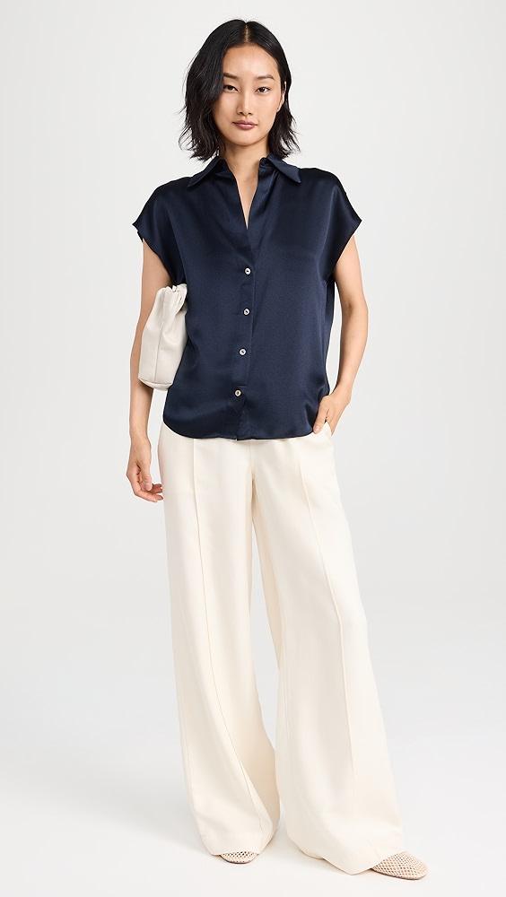 Vince Cap Sleeve Ruched Back Blouse | Shopbop Product Image