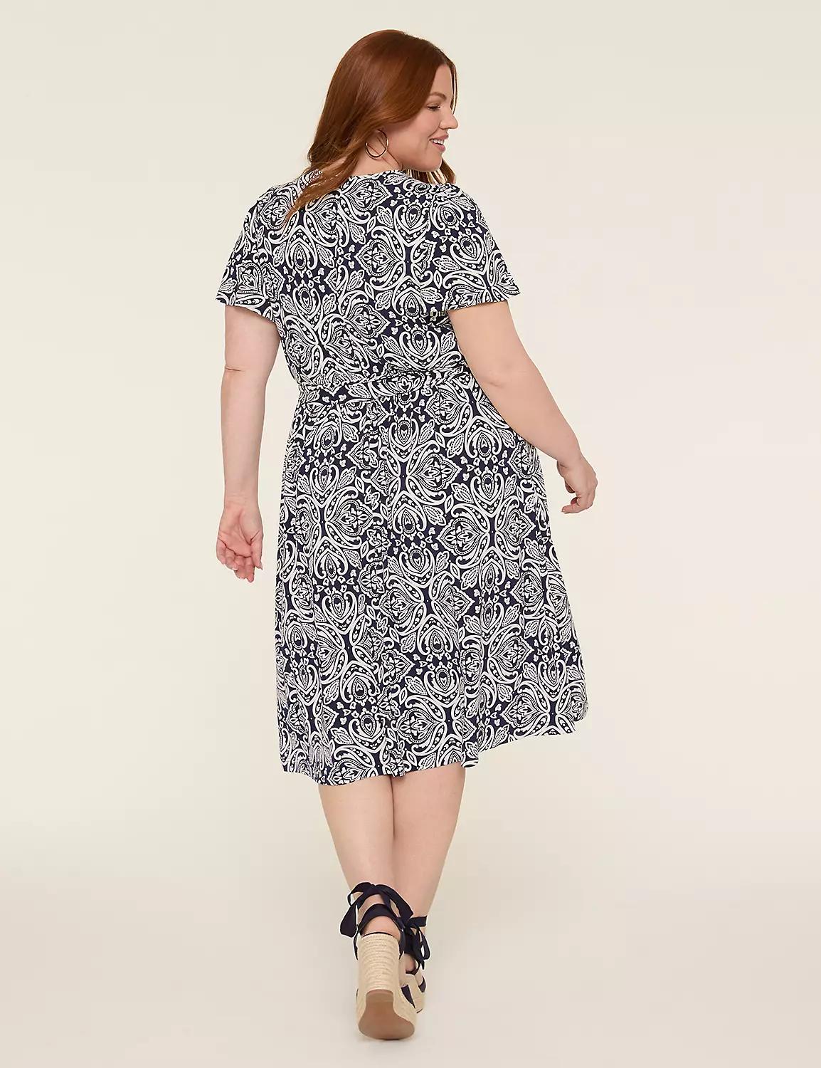 Flutter-Sleeve Tie-Waist Jersey Dress Product Image